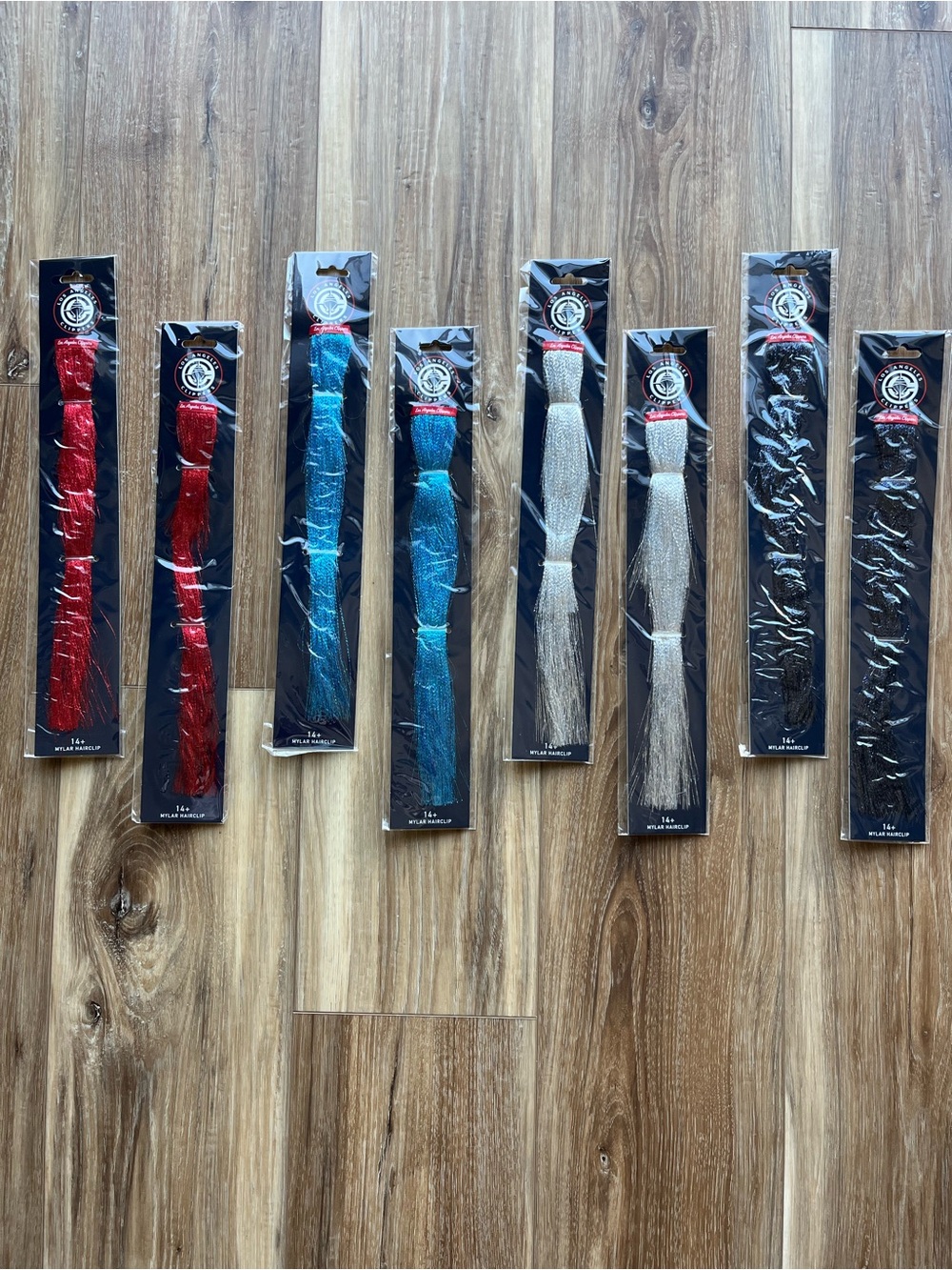 Clip-In Metallic Hair Extensions Set - Red, Teal, Silver, Navy (New) - Set of 8